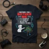 Before You Bother Me T-Shirt with checklist and tangled wires design for tech humor lovers