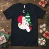 Believe Christmas T-Shirt with Santa Claus, candy cane, and Christmas tree design