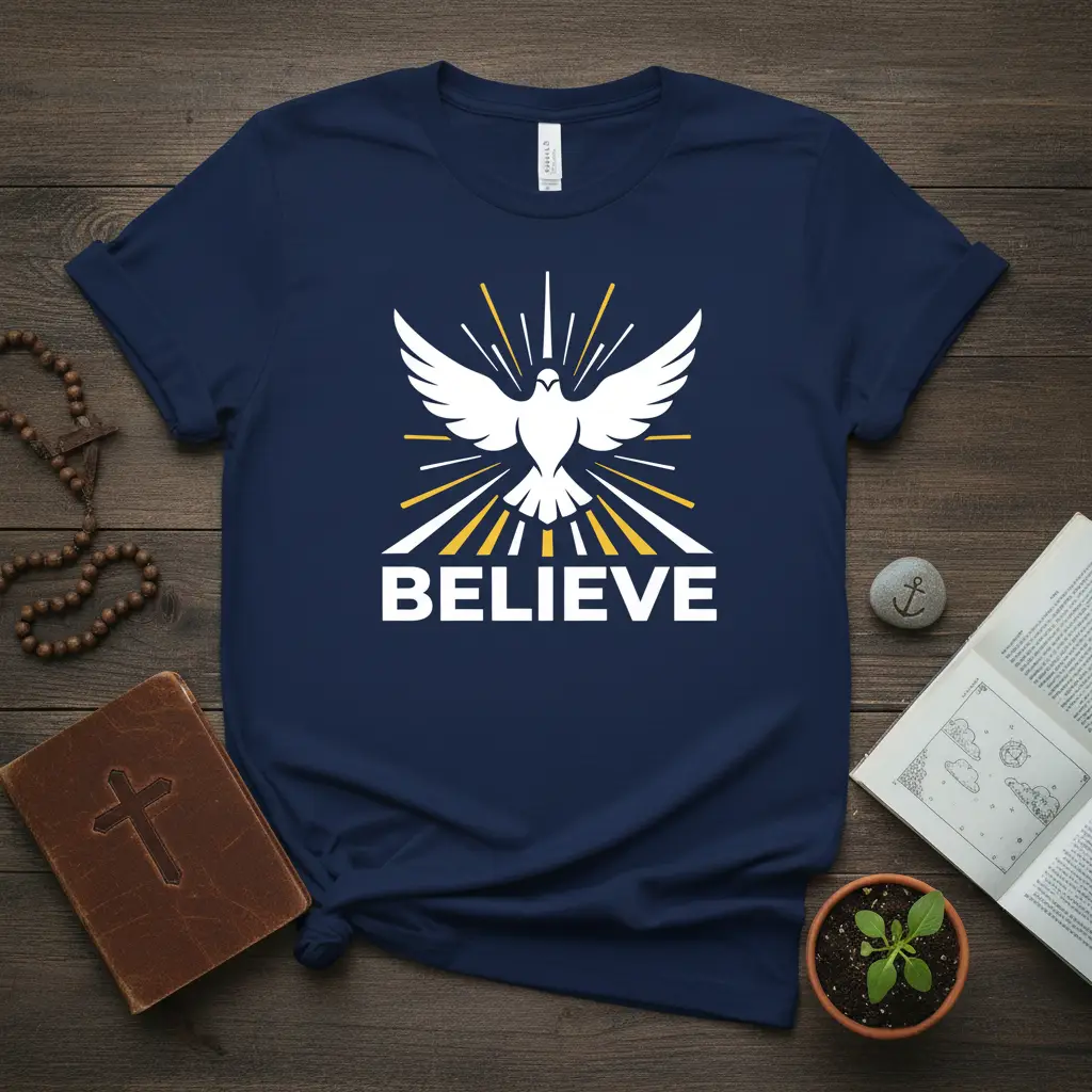 Believe Dove T-Shirt Inspirational Faith Apparel Gift