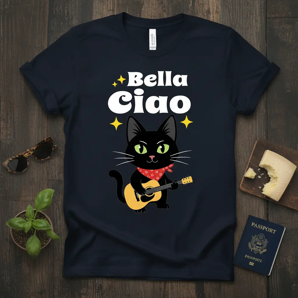 Bella Ciao Cat T-Shirt Italian Music Lover Gift