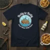 Belly to Belly Fried Whole Belly Clams t-shirt design featuring a fishing boat filled with clams on the ocean with