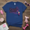 Bend & Snap LEGALLY BLONDE text with Elle Woods illustration on a navy blue t-shirt