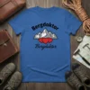 Bergdoktor Herz Bergdoktor t-shirt with mountain and heart graphic. Features black text and red hearts