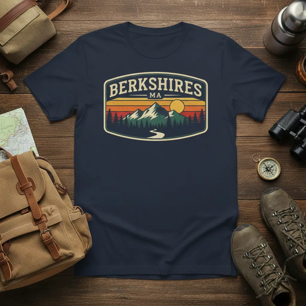 Berkshires Ma Retro Mountain Sunset T-Shirt Travel Gift