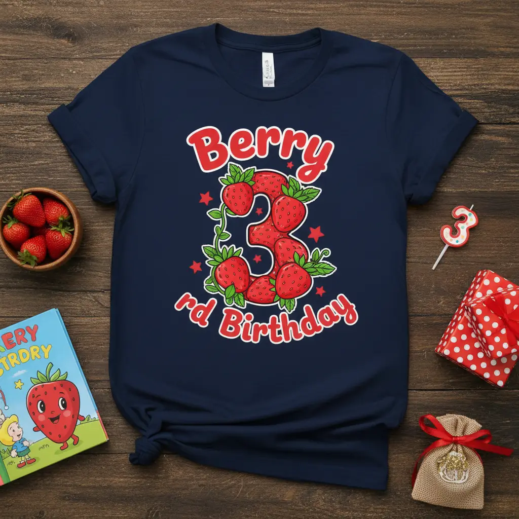 Berry 3rd Birthday Strawberry Toddler Girl Tee