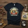 Best Boston Dad Ever t-shirt design featuring a happy Boston Terrier wearing a bandana, surrounded by laurel leaves and a
