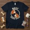 Navy t-shirt with "Best Dogs Ever" text and two cute Cavalier King Charles Spaniel dog faces inside a circle graphic