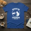 Best Friends For Life text with a fist bump graphic between a hand and a cat, on a royal blue