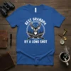 Best Grandpa By A Long Shot t-shirt with deer and crossed rifles graphic