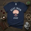 Navy t-shirt with "Best Mom Ever" text and a pink tree of life graphic