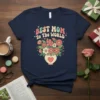 Best Mom In The World text with a vibrant floral bouquet in a vase on a navy t-shirt
