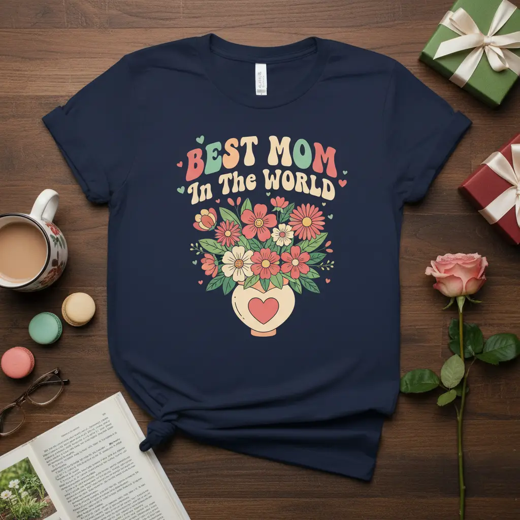 Best Mom in the World Floral Mother’s Day T-Shirt