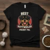 Best Rottweiler Pocket Pal T-Shirt featuring a smiling Rottweiler face graphic and bold text