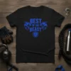Black t-shirt with blue "BEST OF THE BEAST" text and fierce lion graphics, fitness motivation design
