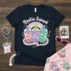 Bestie Squad t-shirt design with three kawaii boba tea cups and a rainbow graphic