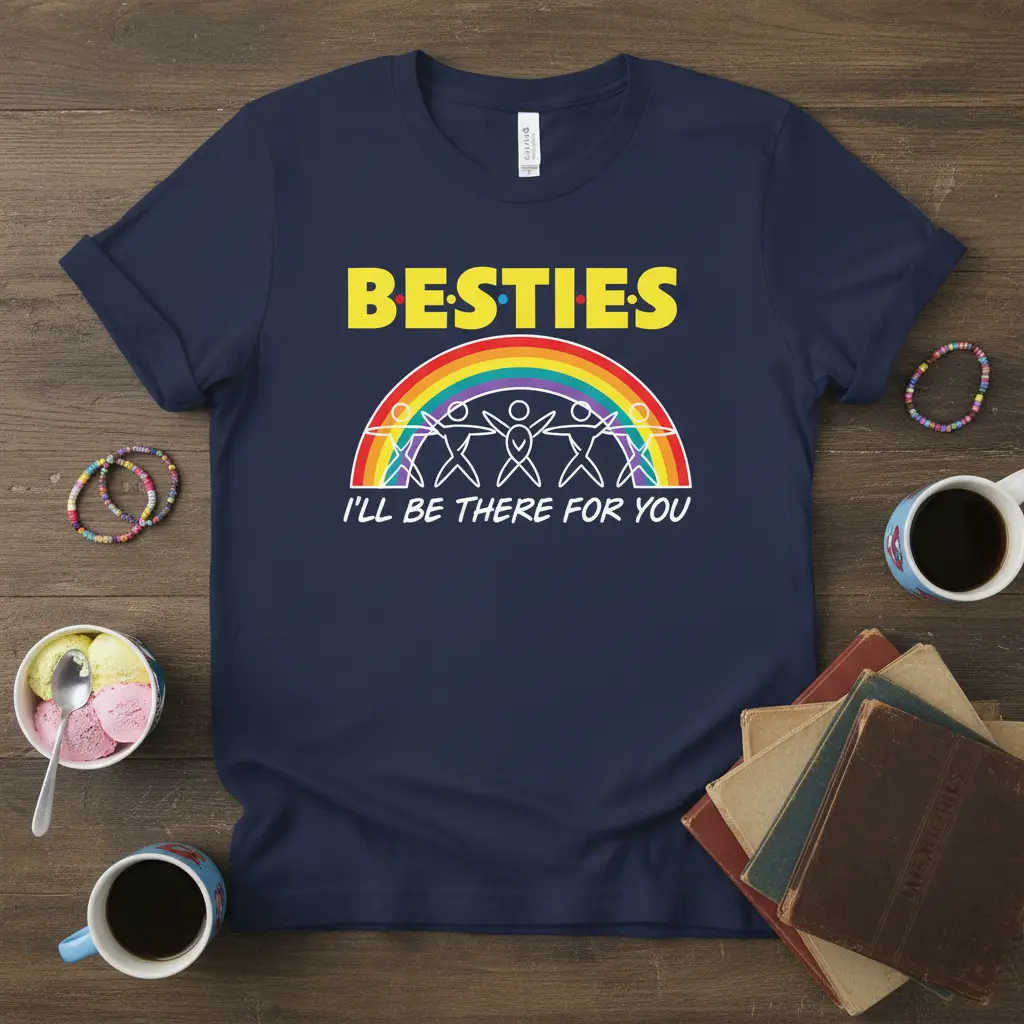 Besties I’ll Be There for You Rainbow Friendship Tee