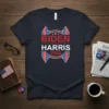 Biden Harris 2020 campaign t-shirt with red, white, and blue patriotic design and stars