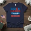 Biden Harris Forwards 1.20.2021 Not Backwards political t-shirt design with red and blue text