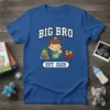 Big Bro Est. 2026 t-shirt design featuring a boy holding a baby, with blocks and a wagon, announcing the year