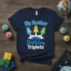 Big Brother of the Birthday Triplets t-shirt design featuring three rockets and bold typography