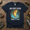 Big Carp Catch Reel It In! text with a leaping carp graphic in a fishing net design on a navy