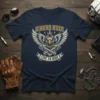 Bikers Rule Live To Ride t-shirt featuring a fierce eagle with wings spread, crossed pistons, and bold lettering