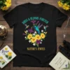 BIRDS & BLOOMS FOREVER NATURE'S JEWELS t-shirt with hummingbirds and yellow hibiscus flowers