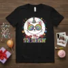 Black t-shirt with "Birth It's My 17TH BIRTHDAY" text and a cartoon cat wearing a party hat and rainbow glasses