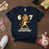 Birthday Adventure Cheetah T-Shirt with numbers 6 and 7, featuring a cartoon cheetah in a hat and bandana