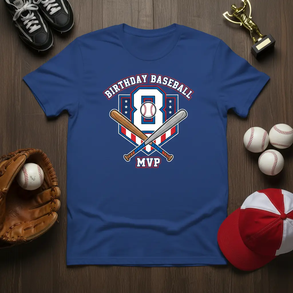 Birthday Baseball Mvp 8 T-Shirt for 8 Year Old Boys