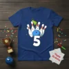 Birthday Bowling 5 Year Old T-Shirt with bowling ball, pins, and party hat, celebrating a 5th birthday