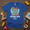 Birthday Crew 2 Years Old t-shirt featuring a large number 2 on a road with police car, cement mixer, fire