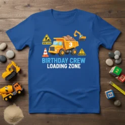 Birthday Crew Loading Zone construction-themed t-shirt with dump truck graphic and number 3