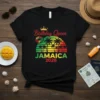 Birthday Queen Jamaica 2026 t-shirt design with palm trees and Jamaican flag colors