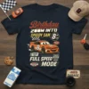 Birthday Zoom Into Speedy Sam 8th Lap T-Shirt with cartoon race car and checkered flags