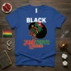 Black Juneteenth Queen T-Shirt with profile of a Black woman wearing a crown and headwrap, and the year 1865