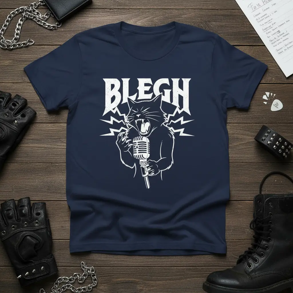 Blegh Cat Rock Band T-Shirt Funny Music Lover Gift