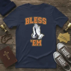 Bless 'em Praying Hands T-Shirt Christian Faith Gift