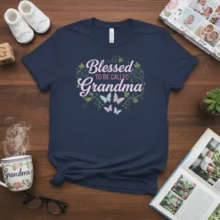 Blessed TO BE CALLED Grandma t-shirt design with floral and butterfly accents