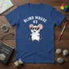 Blind Mouse #3 cartoon design with a cute white mouse wearing sunglasses and holding a cane, text above