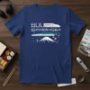 T-shirt featuring "BLL SHINKANSEN HS" text above a graphic of two bullet trains, Mount Fuji, and cherry blossoms