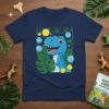 Blue Cartoon Dinosaur detailed graphic design printed on comfortable cotton t-shirt