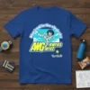 Blue Soul in the Clear Sky AWG Awrez wrestling t-shirt design featuring a chibi female wrestler mid-kick
