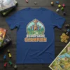 Board Game Champion text with castle graphic on a blue t-shirt, perfect for tabletop gamers