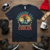 Boarding Dad Like A Regular Dad But Cooler t-shirt with retro sunset and snowboarder graphic