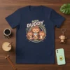 Boba Buddy T-Shirt featuring three cute monkeys holding and drinking bubble tea. The text "BOBA BUDDY" is prominently displayed above