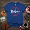 Bonjour Paris Eiffel Tower stylish graphic design printed on comfortable cotton t-shirt