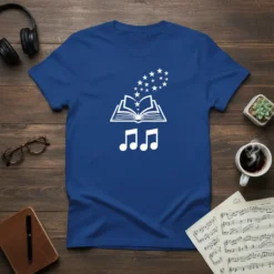 Book Music Stars Design bold graphic design printed on comfortable cotton t-shirt