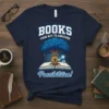 BOOKS YOUR KEY TO AMAZING Possibilities! quote on a navy t-shirt with a tree growing from an open book, featuring