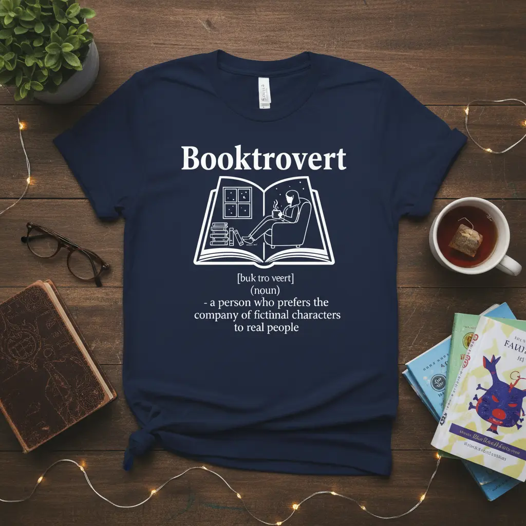 Booktrovert Buk Tro Veert quote printed with stylish graphic on durable material t-shirt design